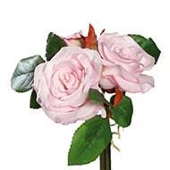 Adorable petit bouquet de fausses roses 3 têtes H 17 cm Rose pâle