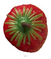 Fraise artificielle fruit factice plastique H 7 x 4.5 cm avec feuillage