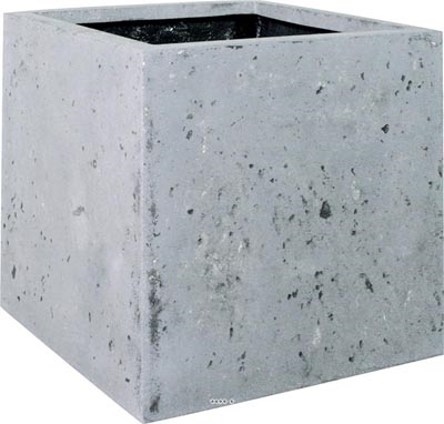 Bac en Polystone Roma Ext. Cube L 40x 40 x H 40 cm Gris ciment
