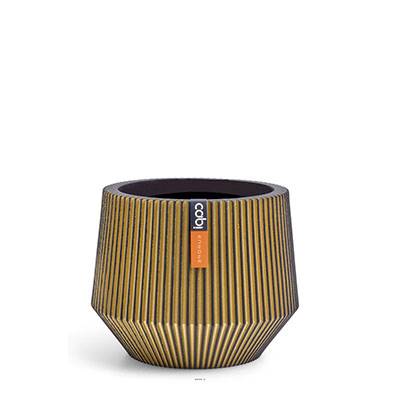 Superbe pot Groove doré forme géométrique en plastique H 13 x D 16 cm