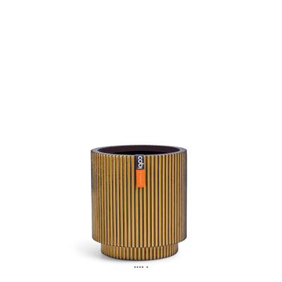 Superbe pot Groove doré forme cylindrique en plastique H 9 cm Doré