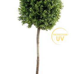 Buis boule artificiel H 140 cm D 50 cm Anti UV 2000H tronc naturel Int Ext en pot