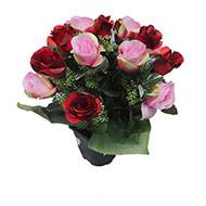 Pot fleurs artificielles pour le cimetière boutons de roses Rouge