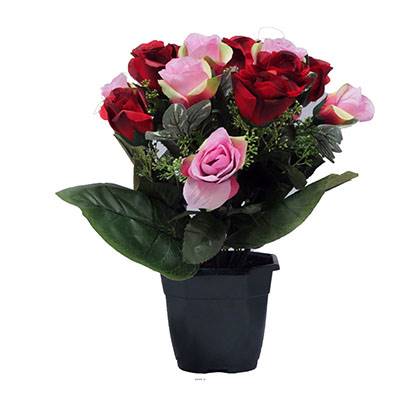 Pot fleurs artificielles pour le cimetière boutons de roses Rouge