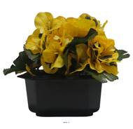 Bac carré fleurs artificielles Pensées Jaune pour la Toussaint