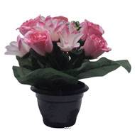 Pot pour Tombe de rose et Orchidée Rose artificiels - Toussaint 