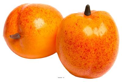 Abricot artificiel Orange en lot de 2 en Plastique soufflé D 55 mm