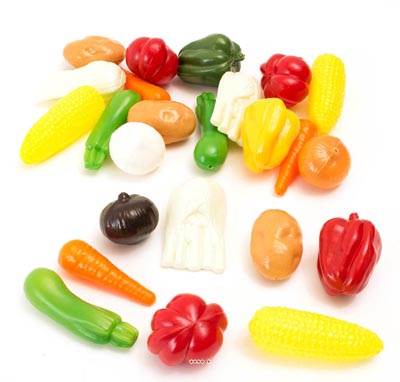 légumes petits artificiels assortis en lot de 24 en Plastique soufflé