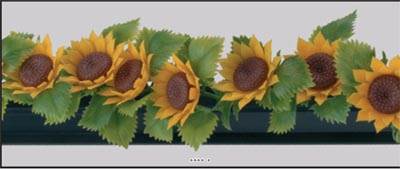 Barrette x12 séparateurs socle noir L25cm fleurs tournesol plastique