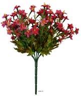 Bouquet de Mini fleurs factices et feuillage H26cm dense Rose fushia