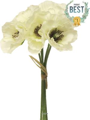 Bouquet de Pavot artificiel, H 29 cm Crème - BEST