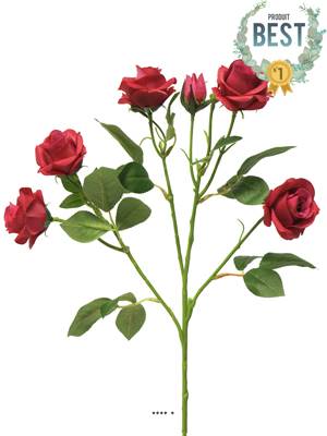 Branche de Rosier artificielle, 4 ramures, 68 cm Rouge - BEST