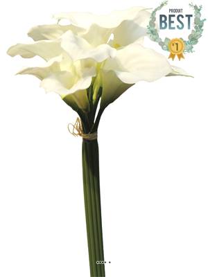 Bouquet d’Arum Calla artificiel, 12 têtes, H 45 cm Crème - BEST