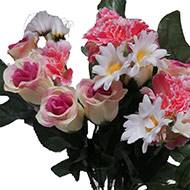 Bouquet de fleurs artificielles roses, oeillets et marguerites H 43 cm Rose-crème