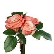 Adorable petit bouquet de fausses roses 3 têtes H 17 cm Rose saumon