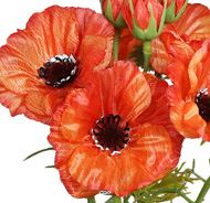 Bouquet de 6 coquelicots artificiels orange H 29 cm