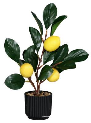 Mini Citronnier artificiel en pot H 30 cm avec 3 fruits pot déco
