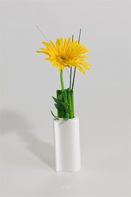 Composition Coupe Gerberas Artificiels vase porcelaine H 26 CM