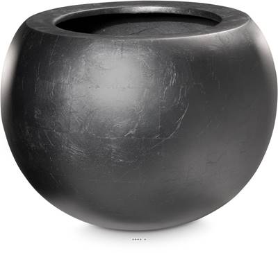 Bac résine synthétique Ø 30 cm H 24 cm Int. boule métal anthracite