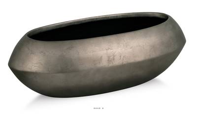 Bac résine synthétique Long 65 x l 34 cm H21 cm Int. vase long métal bronze