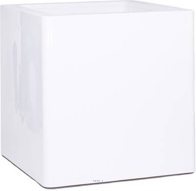 Bac fibres de verre robuste et revêtement gelcoat qualité marine 100 x 100 cm H 100 cm Ext. cube blanc glossy