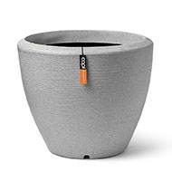 Pot évasé granite en plastique moderne H 25 x D 34 cm Gris clair