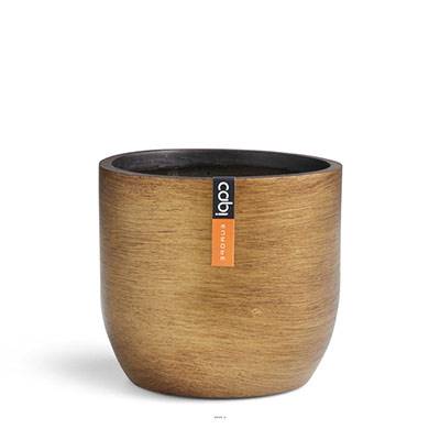 Joli pot rétro forme eggpot doré en matières synthétiques H 21 x D 23 cm Doré