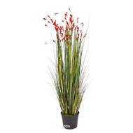 Graminee Herbe de Bambou fleurie artificielle H 120 cm Rouge