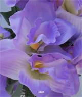 Composition fleurs artificielles cimetière orchidées vanda en pot déco H28 cm D22 cm Lavande