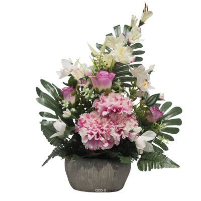 jardinièrre pot beton d'œillet,bouton de rose, Orchidée, glaieul  Rose pour la Toussaint