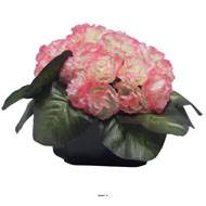 Bac carré fleurs artificielles œillets Rose-crème pour la Toussaint