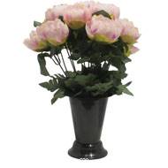 Pot Cone pour le cimetière de fleurs artificielles de Pivoines Rose calme pour la Toussaint