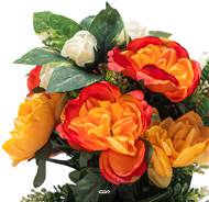 Vasque de fleurs artificielles pour le cimetière H 29 cm D 27 cm Orange