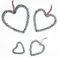 Coeur argent avec clochettes et ruban D 14 cm superbe