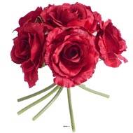 Bouquet de 6 roses Lena rouges artificielles H 20 cm superbe fleur