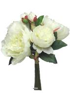 Bouquet de Pivoines artificielles, 8 têtes, D28cm, H34cm, Crème - BEST