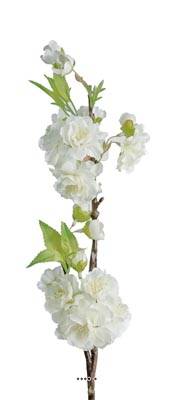 Branche Cerisier Prunus Japon factice H50cm 28 fleurs 2 ramures Crème