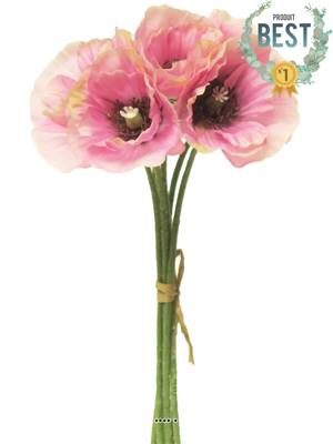 Bouquet de Pavot artificiel, H 29 cm Rose - BEST
