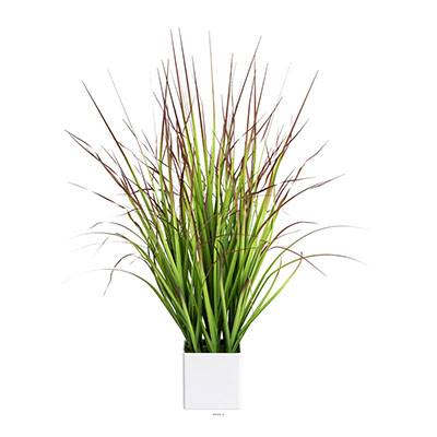 Herbe folle en pot artificielle H 76 cm Vert-Rouge