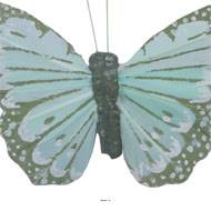 Papillon artificiel avec pince, H 8 cm, L 10 cm Vert