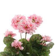 Geranium artificiel 7 tetes en pot leste, H 38 cm, D 24 cm Rose pâle