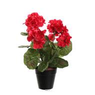 Pot de géranium artificiel, 5 têtes, H 31 cm, D 17 cm Rose beauty