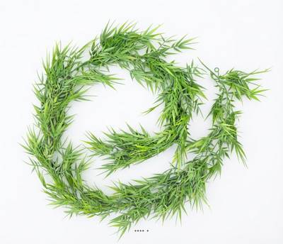 Guirlande de bambou artificiel ramifiée plastique L 180 cm 72 feuilles Vert