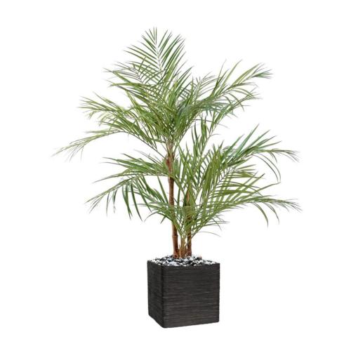 Palmier Areca artificiel 3 troncs naturels 3 tetes en pot H 170 cm Vert