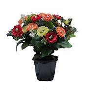 Pot fleurs artificielles pour le cimetière renoncules fleurettes H 36 cm D 30 cm Multicouleur