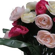 Fleurs artificielles cimetière pot de renoncules H 35 cm D 27 cm Rose soutenu