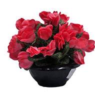 Vasque de fleurs artificielles cimetière cyclamens Rose fushia