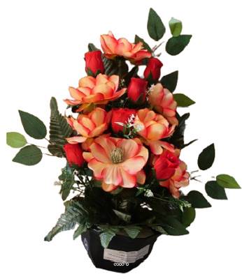 Vasque de Magnolia, bouton de rose, ficus pour la toussaint Orange