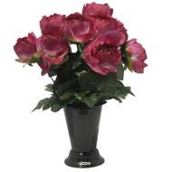 Pot Cone pour le cimetière de fleurs artificielles de Pivoines Rose fushia pour la Toussaint