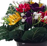 Pot de fleurs artificielles pour le cimetière H 22 cm D 18 cm Multicouleur